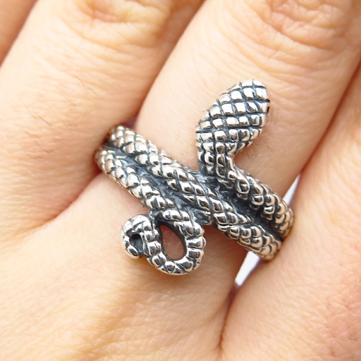 950 Silver Vintage Snake Ring Size 8.5