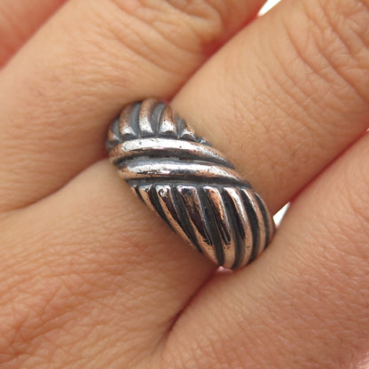 MASHA 925 Sterling Silver Vintage Modernist Oxidized Ring Size 7.5