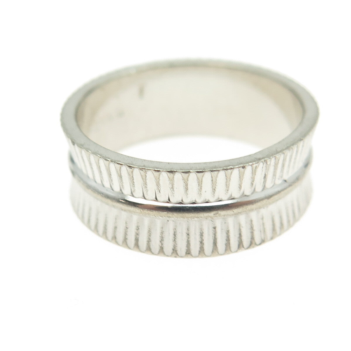 925 Sterling Silver Vintage Ribbed Band Ring Size 6.75