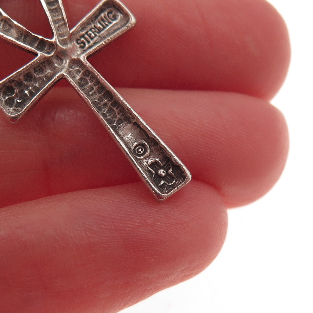 SUNWEST 925 Sterling Silver Vintage Egyptian Ankh Oxidized Charm Pendant