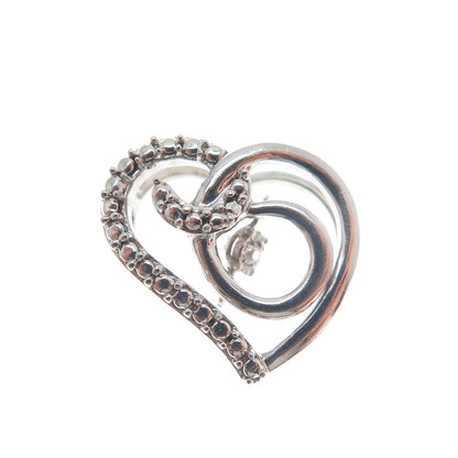 925 Sterling Silver Round-Cut C Z Swirl Heart Minimalist Charm Slide Pendant