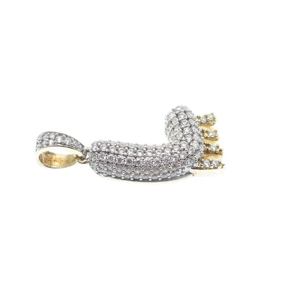 925 Sterling Silver Gold Plated Round-Cut Shaped C Z Letter L Sparkle Pendant