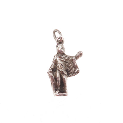 800 Silver Antique Art Deco The Little Prince Oxidized Charm Pendant
