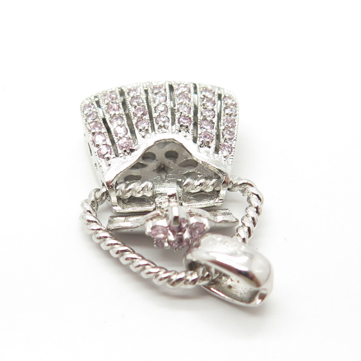 925 Sterling Silver C Z Purse Handbag Locket Pendant