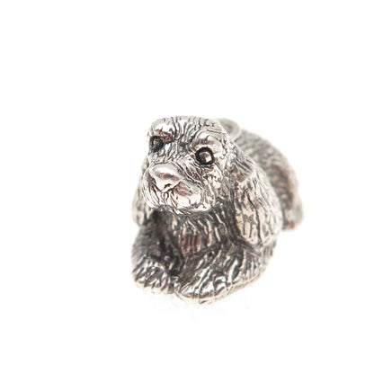 925 Sterling Silver Vintage English Cocker Spaniel Dog Hollow 3D Charm Pendant
