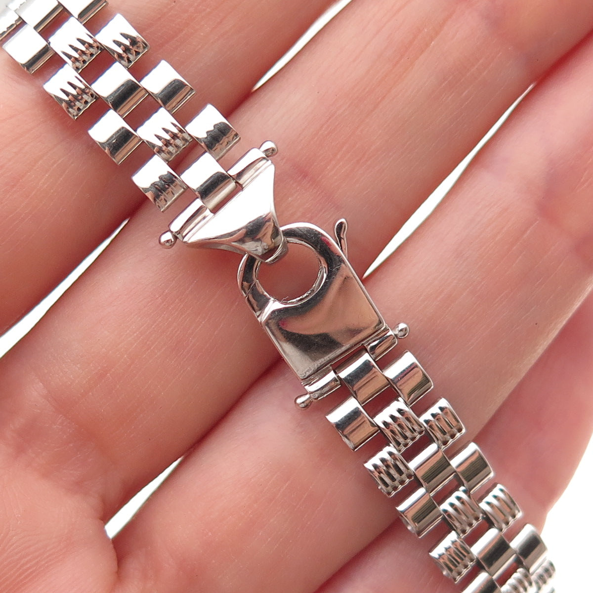 925 Sterling Silver Watch Band Link Bracelet 8.75"