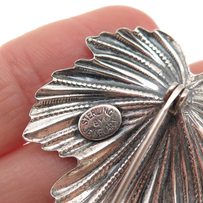 JewelArt 925 Sterling Silver Vintage Floral Leaf Oxidized Pin Brooch