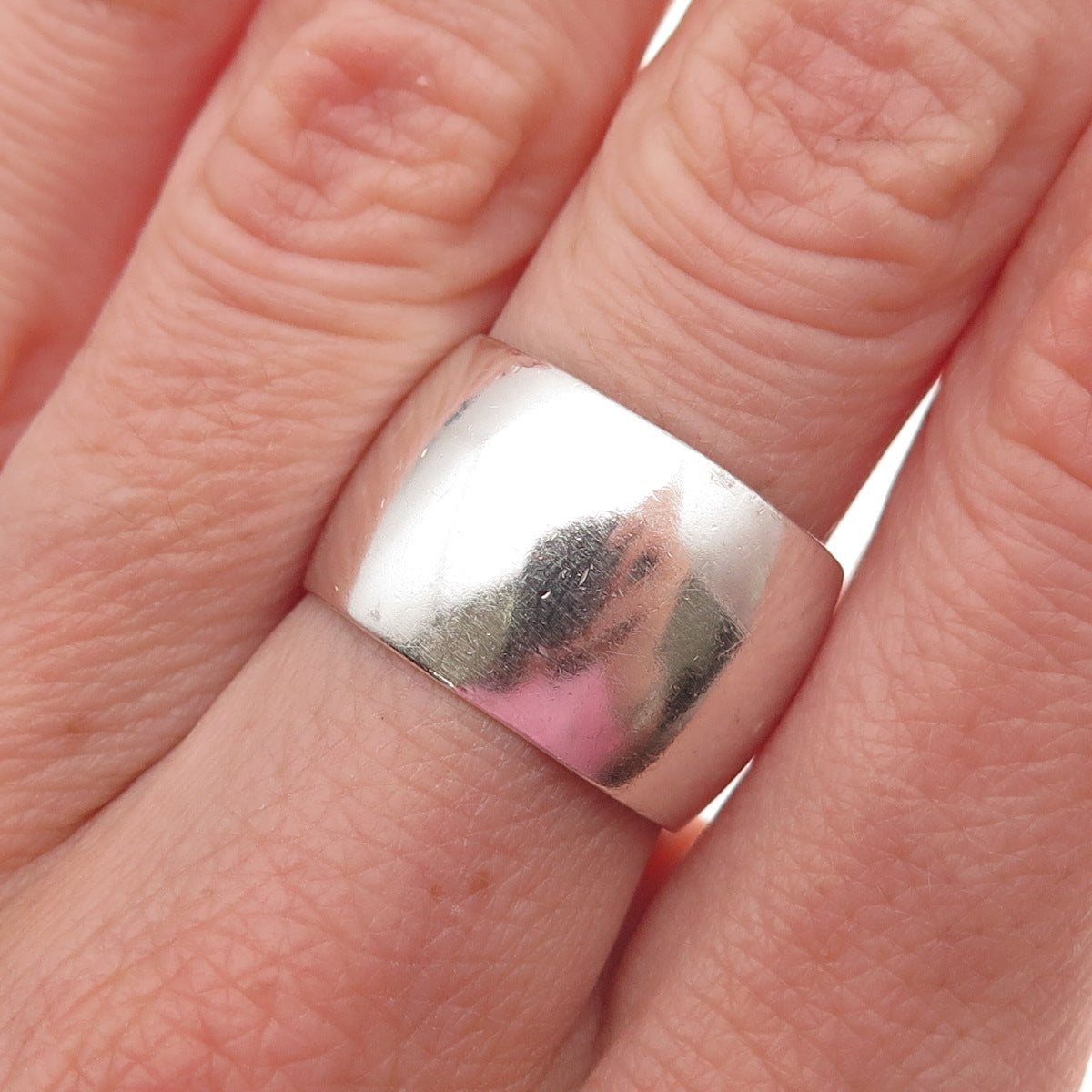 925 Sterling Silver Vintage Mexico Oxidized Wide Band Ring Size 7.5