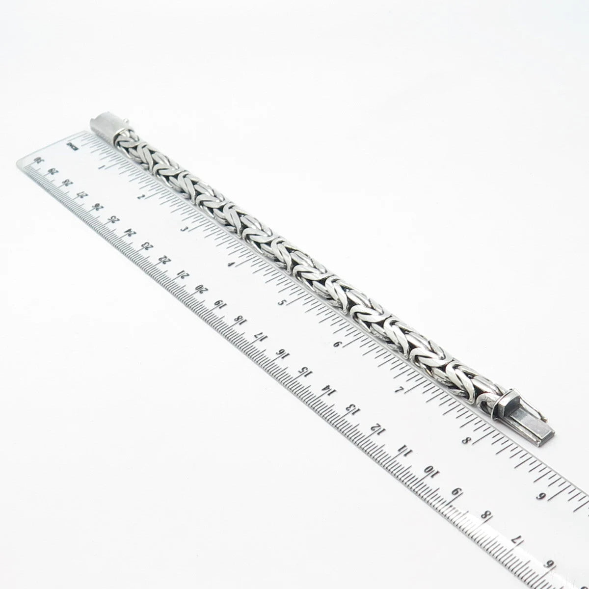 925 Sterling Silver Vintage Byzantine Link Bracelet 7.25"