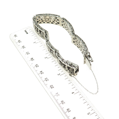 ARTE ORFEBRE 925 Sterling Silver Vintage Peru Storyteller Bracelet 7.25" #7795