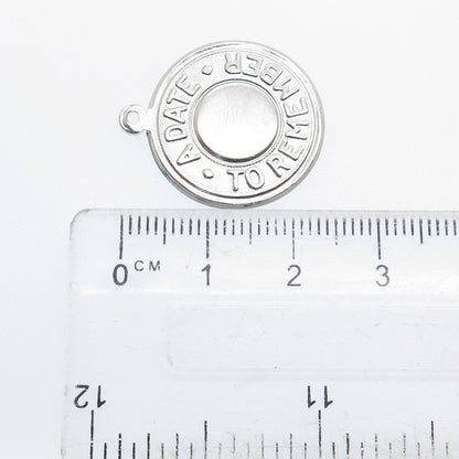 ELCO 925 Sterling Silver Vintage "A Date To Remember" Minimalist Charm Pendant