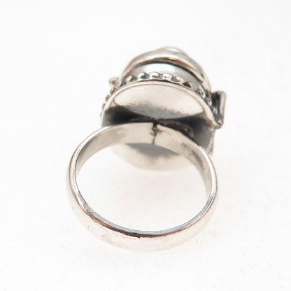 925 Sterling Silver Vintage Real Lapis Oxidized Poison Ring Size 7