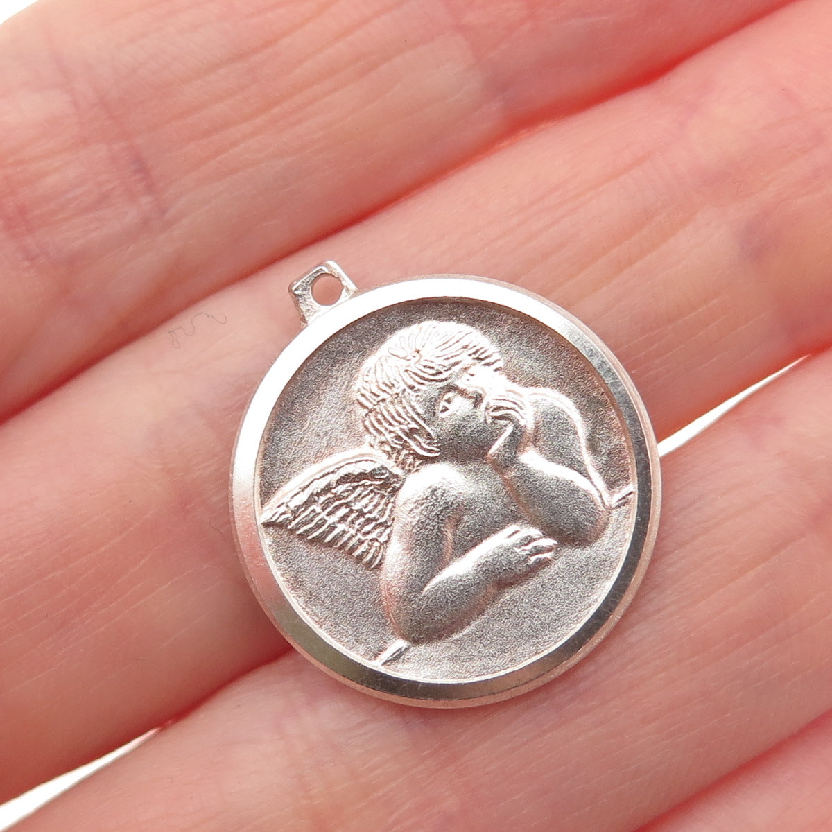 ROBERTO MARTINEZ 925 Sterling Silver Vintage Italy Cherub Charm Pendant
