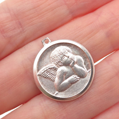ROBERTO MARTINEZ 925 Sterling Silver Vintage Italy Cherub Charm Pendant