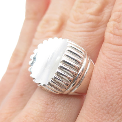 925 Sterling Silver Vintage Modernist Statement Ring Size 6.25