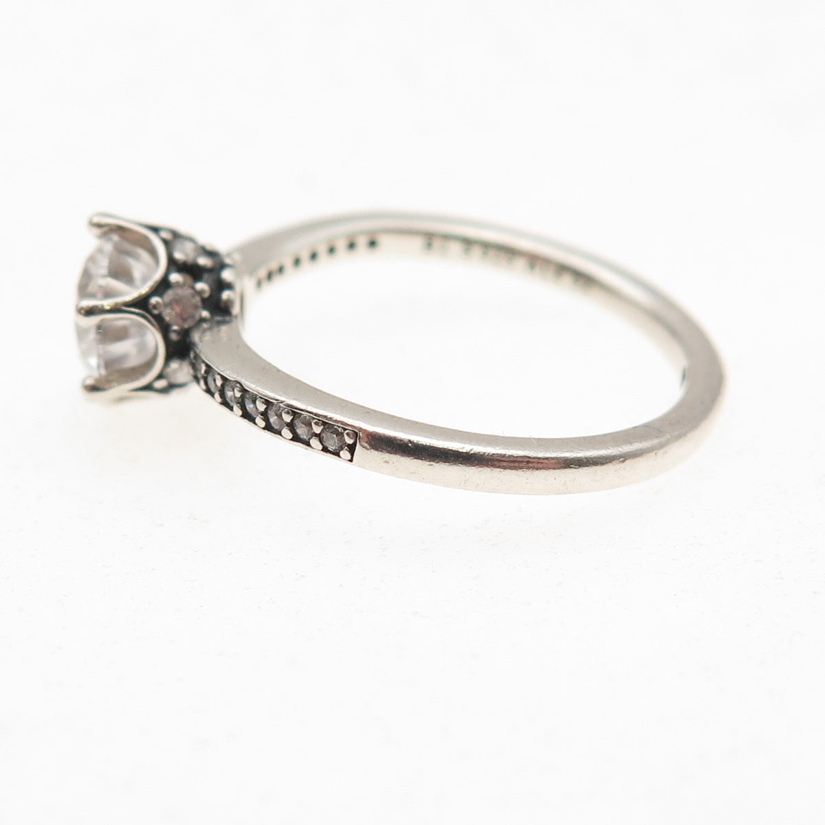 Pandora 925 Sterling Silver Round-Cut C Z Engagement Ring Size 6