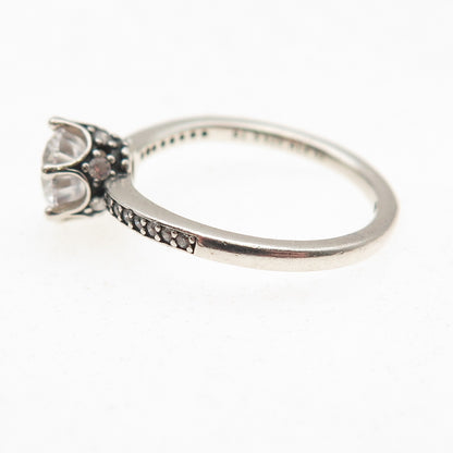 Pandora 925 Sterling Silver Round-Cut C Z Engagement Ring Size 6