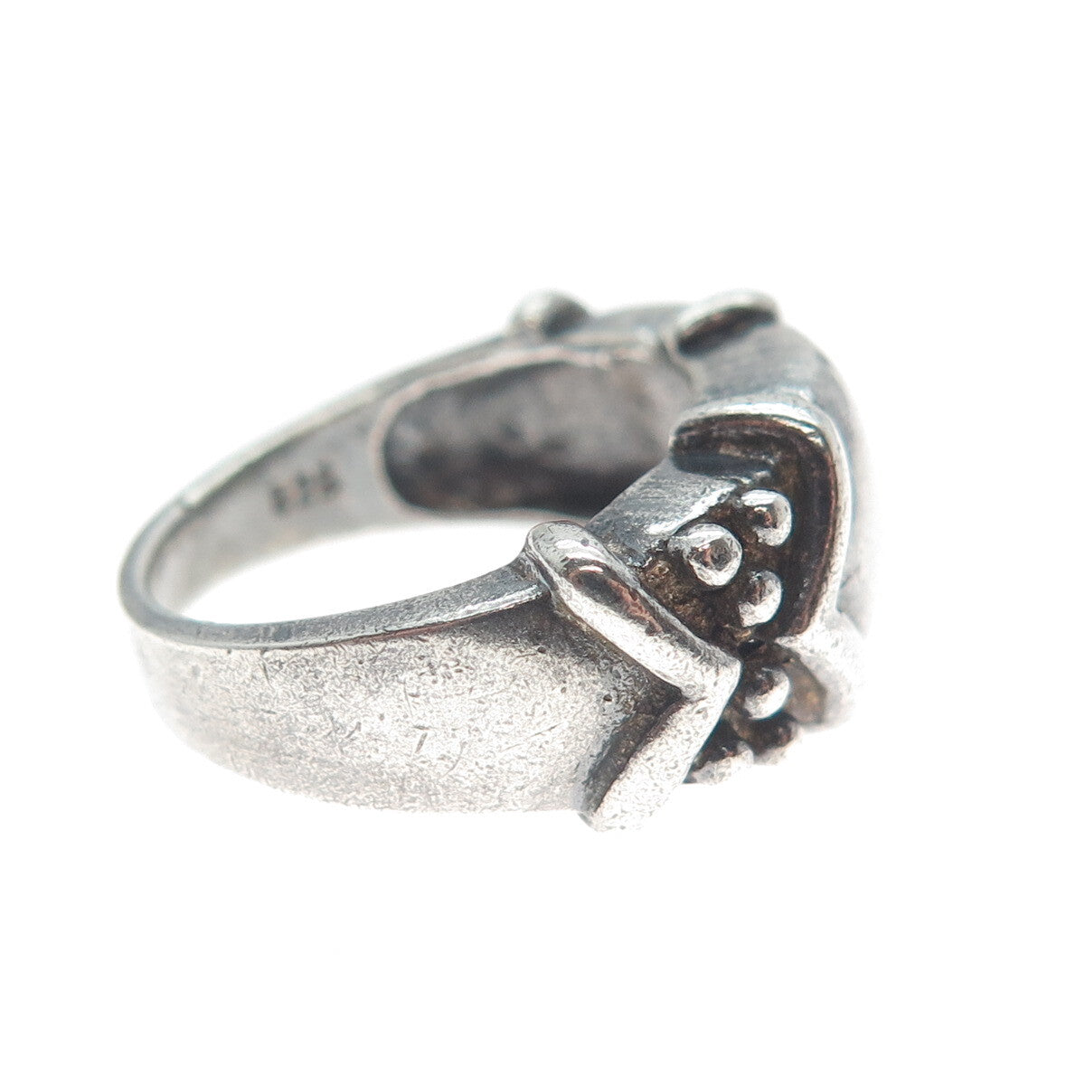 SIDNEY EVAN 925 Sterling Silver Vintage Modernist Oxidized Ring Size 5.75
