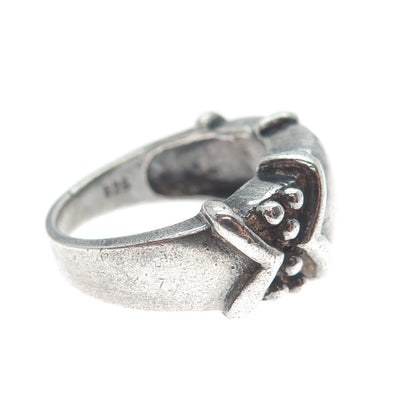 SIDNEY EVAN 925 Sterling Silver Vintage Modernist Oxidized Ring Size 5.75
