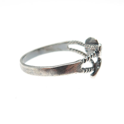 JONETTE 925 Sterling Silver Vintage Rose Flower Oxidized Ring Size 9.5
