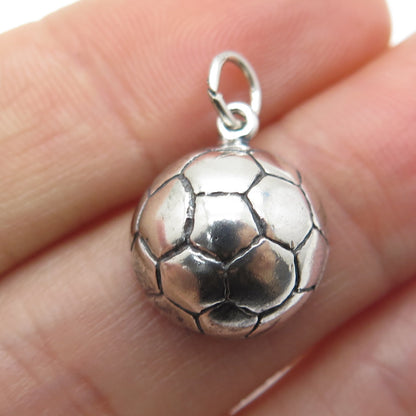 SHUBE 925 Sterling Silver Vintage Football Ball Charm Pendant