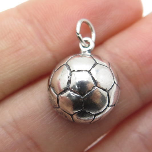 SHUBE 925 Sterling Silver Vintage Football Ball Charm Pendant