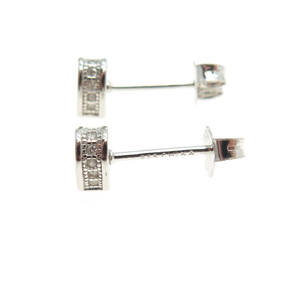 925 Sterling Silver Round-Cut C Z Sparkle Heart Stud Earrings