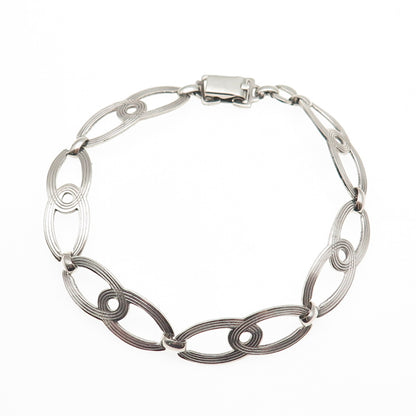 W.E. Richards Sterling Silver Antique Art Deco Interlocked Link Bracelet 7.5"