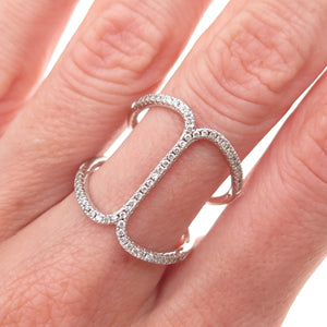 925 Sterling Silver Round-Cut C Z Hug Ring Size 7