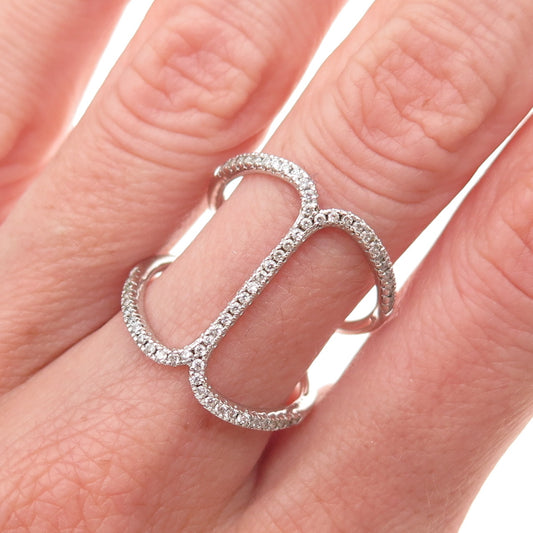 925 Sterling Silver Round-Cut C Z Hug Ring Size 7