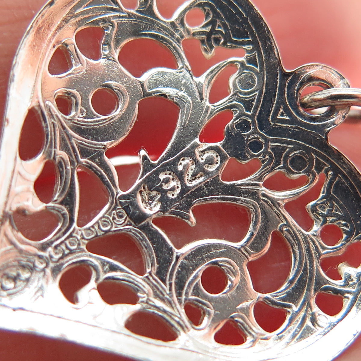LISA LEE CREATIONS 925 Sterling Silver Vintage Floral Heart Charm Pendant