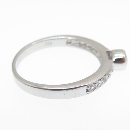 925 Sterling Silver Real Round-Cut Amethyst & White Topaz Ring Size 7