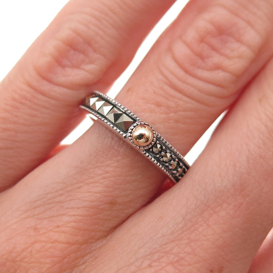 Judith Jack 925 Sterling 2-Tone Vintage Real Marcasite Oxidized Ring Size 6.25