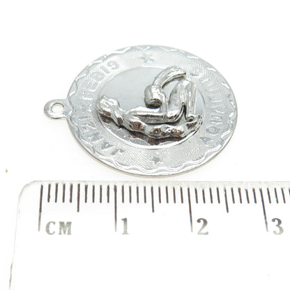 ELCO 925 Sterling Silver Vintage Aquarius Zodiac Sign Pendant
