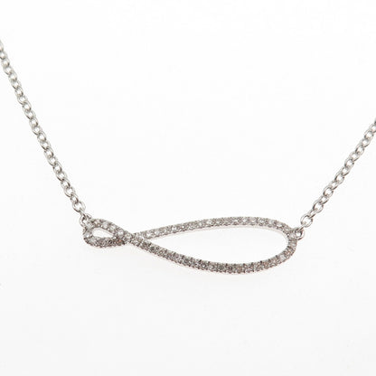 CID Clyde Duneier 925 Sterling Silver Real Diamond Infinity Chain Necklace 18"