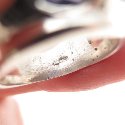 925 Sterling Silver Vintage Real Iolite Modernist Dome Ring Size 8