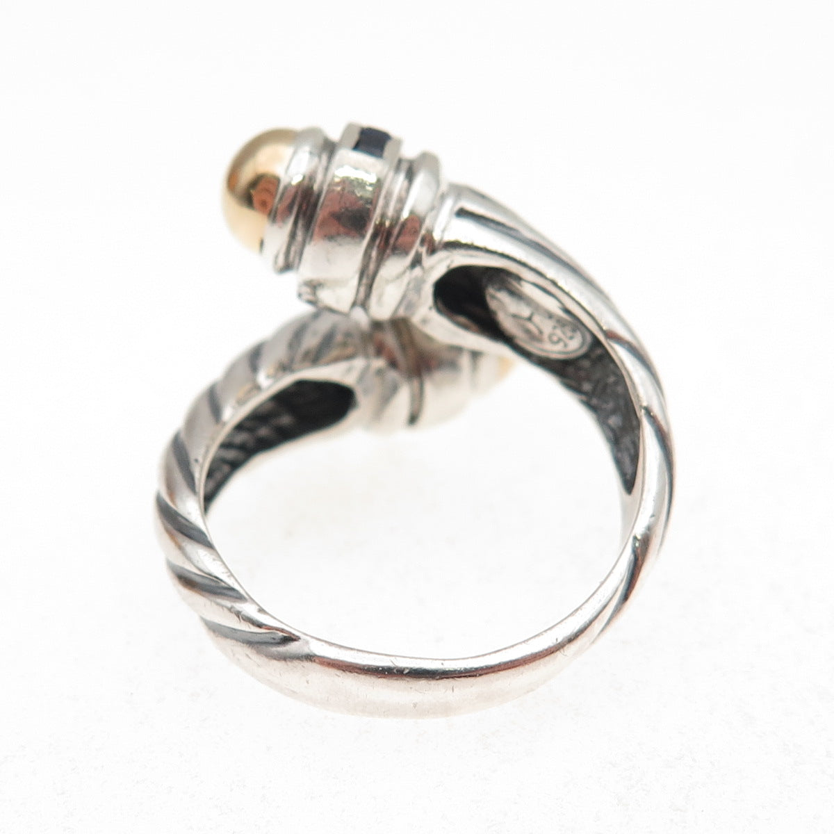925 Sterling Silver 18K Gold Vintage Real Sapphire Adjustable Ring Size 6.5