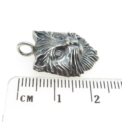 925 Sterling Silver Vintage Persian Cat Oxidized Charm Pendant