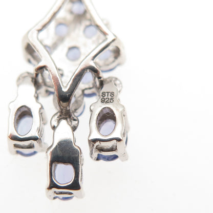Chuck Clemency 925 Sterling Silver Real Tanzanite White Topaz Chain Necklace 20"