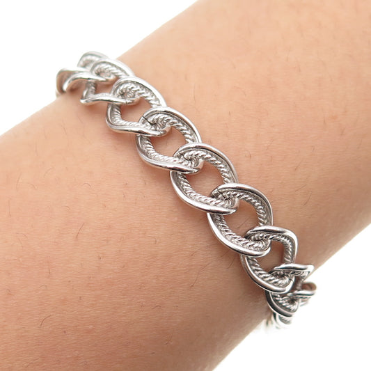 FORSTNER 925 Sterling Silver Vintage Double Curb Link Bracelet 6.75"