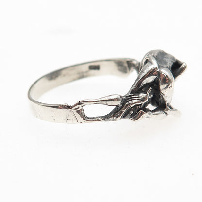 925 Sterling Silver Vintage Erotic Scene Oxidized Ring Size 9.75