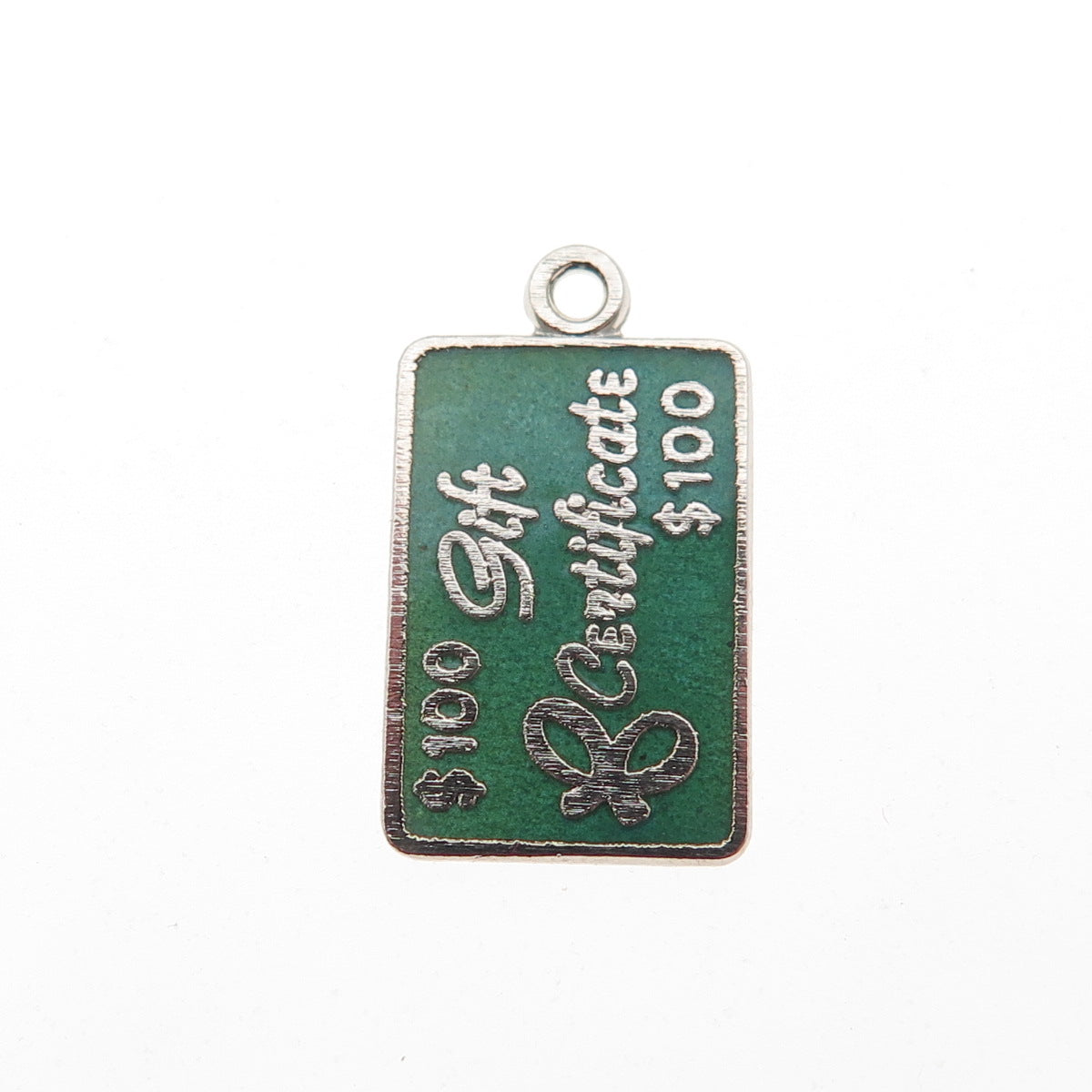 BEAU 925 Sterling Silver Vintage Enamel 100 Gift Certificate Mini Charm Pendant