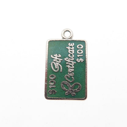 BEAU 925 Sterling Silver Vintage Enamel 100 Gift Certificate Mini Charm Pendant