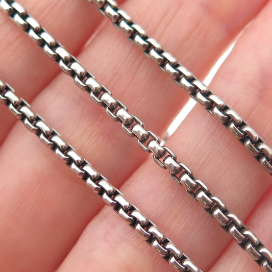 925 Sterling Silver Vintage Round Box Oxidized Chain Necklace 16"