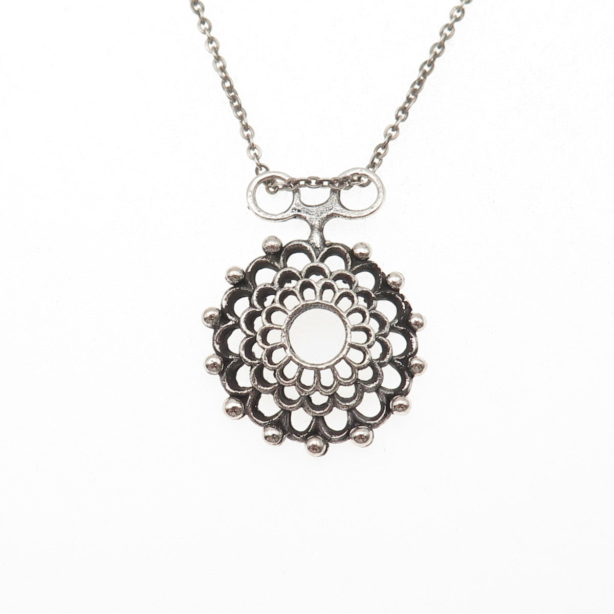 Martti Viikinniemi 830H Silver Vintage Finland Modernist Floral Necklace 16"