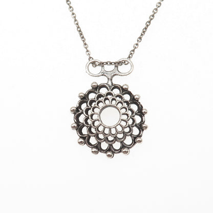 Martti Viikinniemi 830H Silver Vintage Finland Modernist Floral Necklace 16"