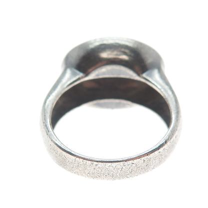 925 Sterling Silver Vintage Modernist Dome Oxidized Ring Size 10
