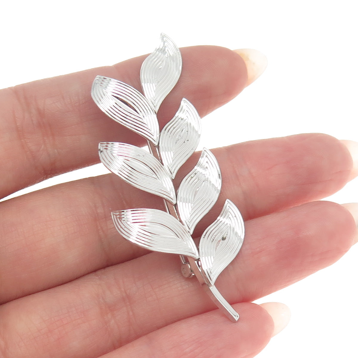 VAN DELL 925 Sterling Silver Vintage Laurel Leaf Pin Brooch