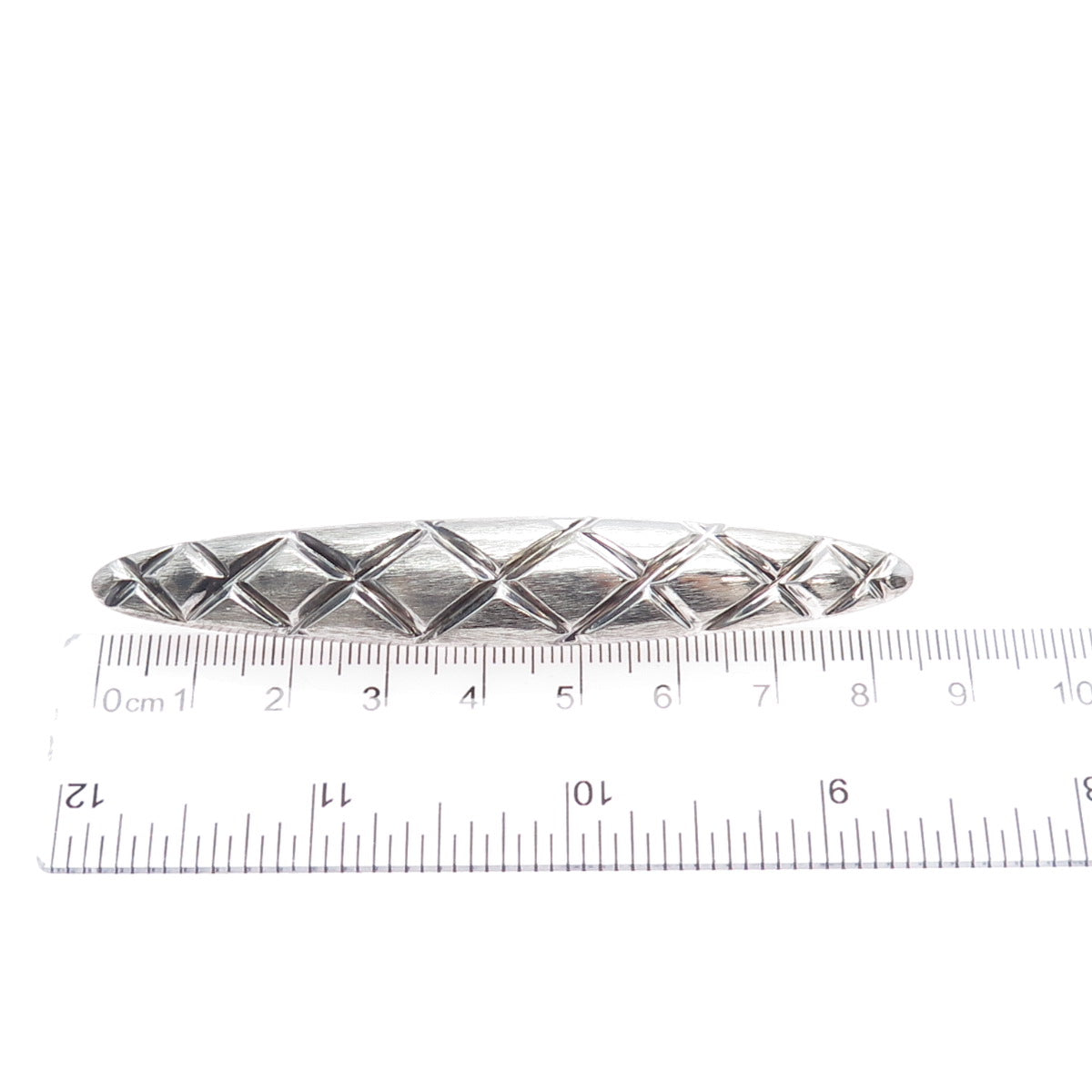 925 Sterling Silver Vintage Modernist Crisscross Oxidized Pin Brooch