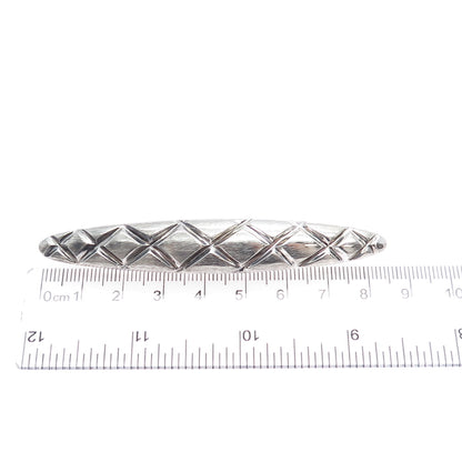 925 Sterling Silver Vintage Modernist Crisscross Oxidized Pin Brooch